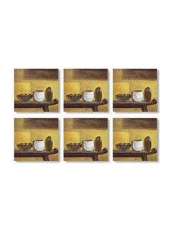 Buy 6-Piece Decorative Coaster Set Multicolour 9x9cm in Egypt