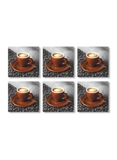 Buy 6-Piece Decorative Coaster Set Brown/Grey 9x9cm in Egypt