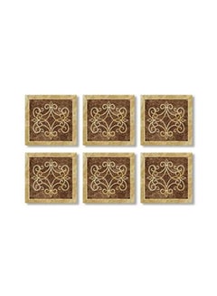 Buy 6-Piece Coaster Set Brown/Beige 9x9cm in Egypt