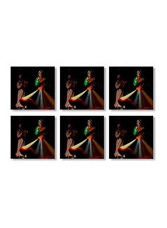 Buy 6-Piece Decorative Coaster Set Multicolour 9x9cm in Egypt