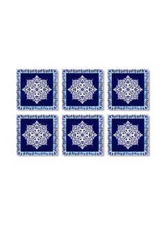 Buy 6-Piece Coaster Set Blue/White 9x9cm in Egypt