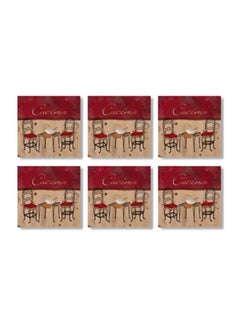 Buy 6-Piece Coaster Set Red/Brown 9x9cm in Egypt