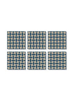 Buy 6-Piece Coaster Set Beige/Blue 9x9cm in Egypt