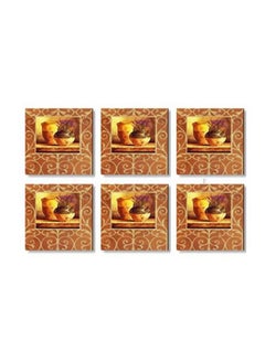 Buy 6-Piece Coaster Set Orange/Gold 9x9cm in Egypt