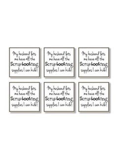 Buy 6-Piece Printed Coasters White/Black 9x9cm in Egypt