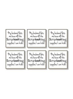 اشتري 6-Piece Printed Coasters White/Black 9x9 سنتيمتر في مصر