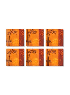 Buy 6-Piece Coaster Set Orange/Red 9x9cm in Egypt