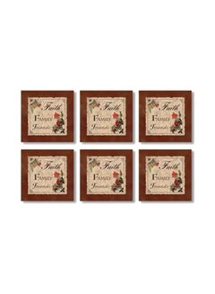 Buy 6-Piece Decorative Tea Coaster Set Multicolour 9x9cm in Egypt