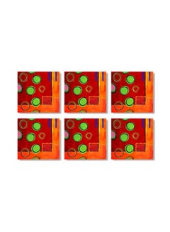 Buy 6-Piece Coaster Set Red/Orange/Green 9x9cm in Egypt