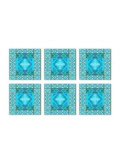 Buy 6-Piece Tea Coasters Set Blue/Green 9x9cm in Egypt