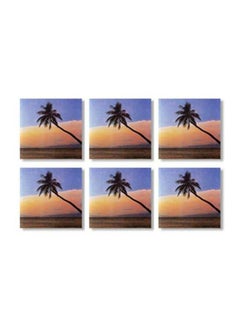 Buy 6-Piece Tea Coasters Set Orange/Blue/Black 9x9cm in Egypt