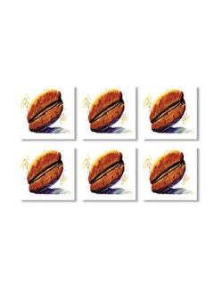 Buy 6-Piece Printed Coaster Brown/White 9x9cm in Egypt