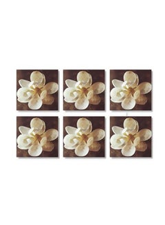 Buy 6-Piece Coaster Set White/Brown 9x9cm in Egypt