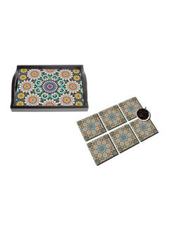 Buy 6-Piece Coaster With Tray Set Multicolour in Egypt