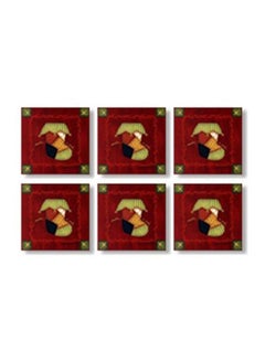 Buy 6-Piece Printed Coaster Red/Black/Green 9x9cm in Egypt