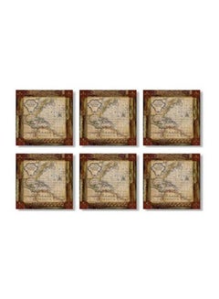 Buy 6-Piece Decorative Tea Coaster Brown 9x9cm in Egypt