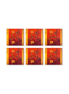 Buy 6-Piece Coaster Set Red/Gold 9x9cm in Egypt