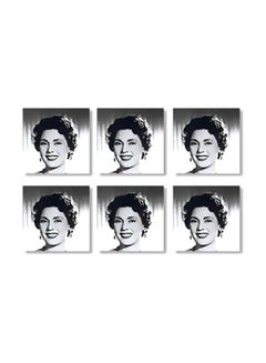 Buy 6-Piece Coaster Set Black/White 9x9cm in Egypt