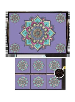 Buy 6-Piece Coaster With Serving Tray Multicolour in Egypt