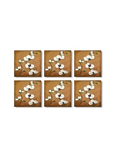 اشتري 6-Piece Decorative Coaster Set Brown/White 9x9 centimeter في مصر