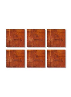 Buy 6-Piece Printed Coaster Set Brown 9x9cm in Egypt