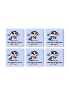 Buy 6-Piece Decorative Coaster Set Blue/Pink/Black 9x9cm in Egypt