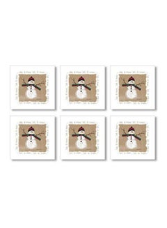 Buy 6-Piece Decorative Coaster Set White/Beige/Red 9x9cm in Egypt