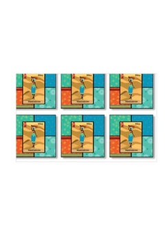 Buy 6-Piece Decorative Tea Coaster Blue/Beige/Green 9x9cm in Egypt