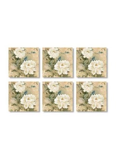 Buy 6-Piece Decorative Coaster Set Beige/Blue/White 9x9cm in Egypt