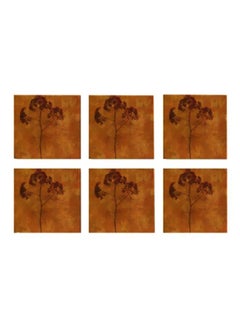 Buy 6-Piece Decorative Coaster Set Beige/Brown 9x9cm in Egypt