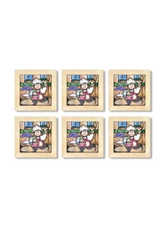 Buy 6-Piece Decorative Coaster Set Multicolour 9x9cm in Egypt