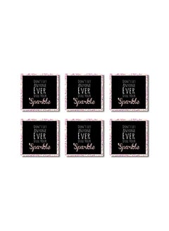 اشتري 6-Piece Tea Coaster Set Black/White/Pink 9x9 سنتيمتر في مصر