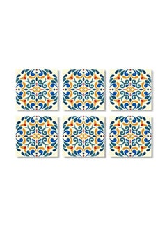 Buy 6-Piece Coaster Set Blue/Green/Yellow 9x9cm in Egypt