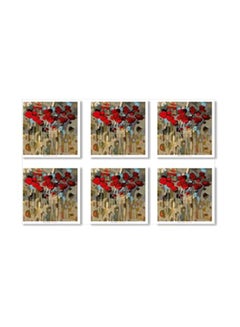 Buy 6-Piece Printed Coaster Multicolour 9x9cm in Egypt