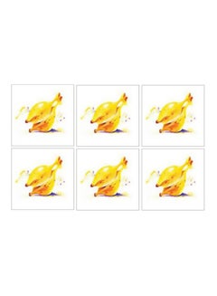 Buy 6-Piece Coaster Set Yellow/White 9x9cm in Egypt