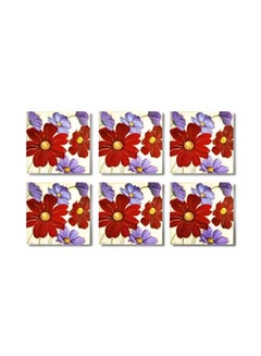 Buy 6-Piece Printed Coasters Set Violet/Brown 9x9cm in Egypt