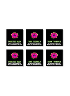 Buy 6-Piece Coaster Set Black/Pink/Green 9x9cm in Egypt