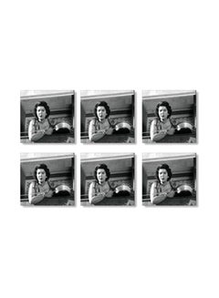 Buy 6-Piece Printed Coaster Set Black/White/Grey 9x9cm in Egypt