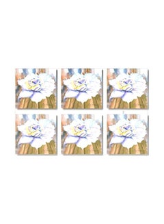 Buy 6-Piece Printed Coaster Set White/Green/Beige 9x9cm in Egypt