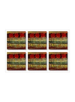 Buy 6-Piece Tea Coaster Set Red/Brown/Green 9x9cm in Egypt