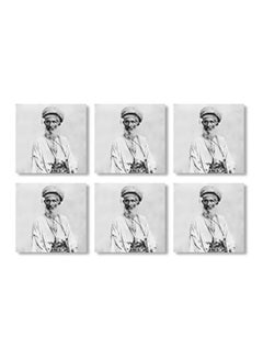 Buy 6-Piece Coaster Set Grey/White 9x9cm in Egypt