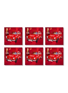 Buy 6-Piece Printed Tea Coaster Set Red/Black 9x9cm in Egypt