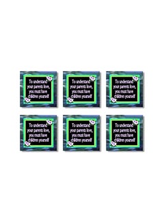 Buy 6-Piece Tea Coaster Set Blue/Purple/Green 9x9cm in Egypt