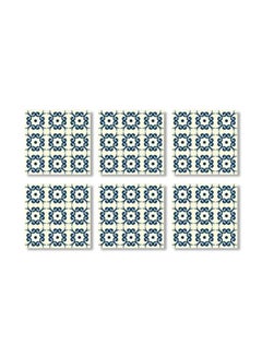 Buy 6-Piece Coaster Set Blue/White 9x9cm in Egypt