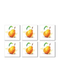 Buy 6-Piece Printed Tea Coaster Set Yellow/Green/White 9x9cm in Egypt