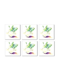 Buy 6-Piece Tea Coaster Set White/Green 9x9cm in Egypt