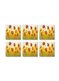 Buy 6-Piece Decorative Coaster Set Red/Yellow/Green 9x9cm in Egypt