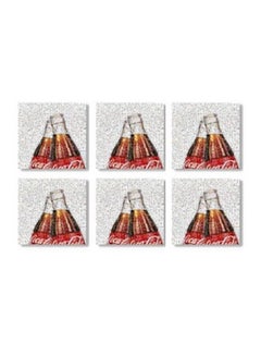 Buy 6-Piece Printed Tea Coaster Set Grey/Brown/Red 9x9cm in Egypt