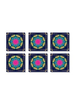 Buy 6-Piece Coaster Set Blue/Green/Pink 9x9cm in Egypt