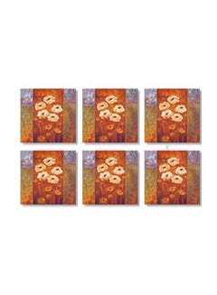 Buy 6-Piece Tea Coaster Set Orange/Green 9x9cm in Egypt